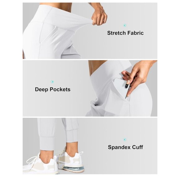 ✌️ 2/$40 ✌️ White G Gradual Women’s Joggers with Pockets sz M - Picture 4 of 6